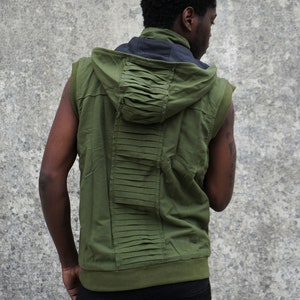 Psychedelic Vest Hoodie~Tribal Clothing~Mens Hippie Clothing~Festival Clothing~Psy Wear~Earthy Clothing~Psychedelic Clothing~Psy Clothing