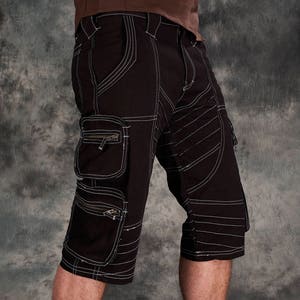 Cargo Tribal Shorts~Men Goa Pants~Tribal Clothing~Gothic Clothing~Festival Clothing~Psy Wear~Steampunk~Psychedelic Clothing~Psy Clothing