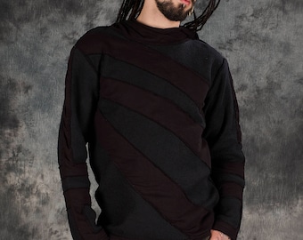 Mens Asymmetric Hoodie~Tribal Clothing~Mens Hippie Clothing~Festival Clothing~Psy Wear~Earthy Clothing~Psychedelic Clothing~Psy Clothing