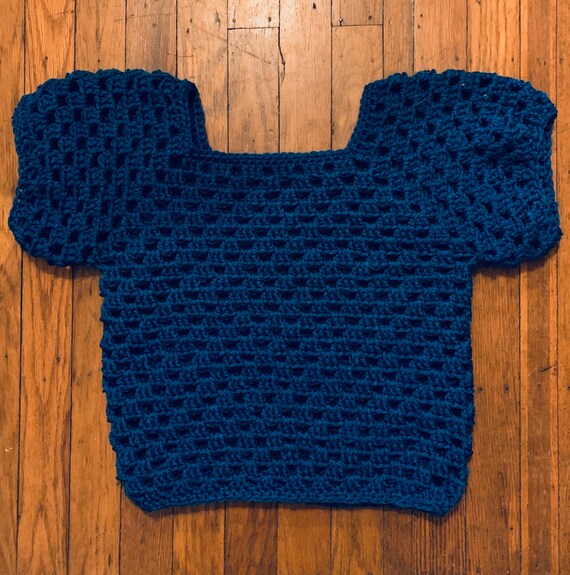 blue crochet crop top