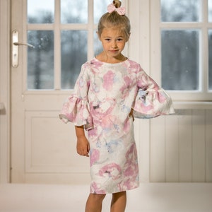 Linen flower girl dress with frill