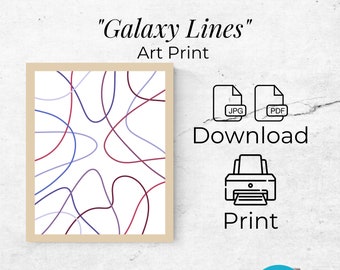 Galaxy Lines Poster, Instant Download, Color Lines Wall Art, Digital Download, Minimalist Wall Art, 8x10 print 16x20 poster | kayohdesign