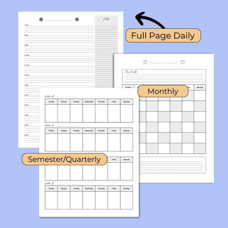 Printable Weekly/monthly/quarterly Planner Pages, 8.5 X 11