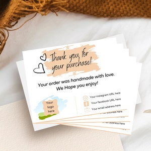 Grazie per il tuo acquisto / AGGIUNGI IL TUO LOGO / Scheda inseribile stampabile per piccole imprese / Modello modificabile / personalizzabile per piccole imprese