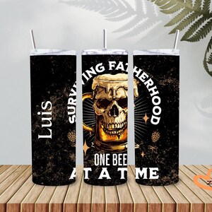 20 oz Father&#39;s day BEST DAD EVER, Personalized Tumbler, Surviving fatherhood, one beer at a time water bottle Cup, Drinking Cup
