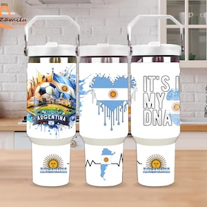 Argentina Soccer Tumbler 20oz, Personalized Argentina Football Fan Gift, Custom Name Argentina Map Cup, World Cup Champion Gift