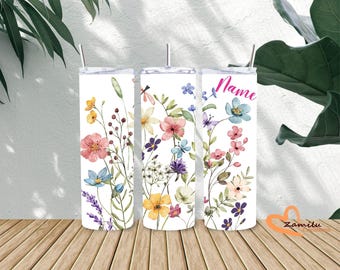 Watercolor Floral Tumbler: Stainless Steel 20 oz Drinking Cup
