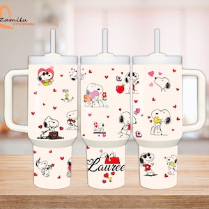 Vintage Cartoon Dog Tumbler – Personalized Stainless Steel Cup , Vibrant Snoopy Tumbler – Personalized Stainless Steel Cup