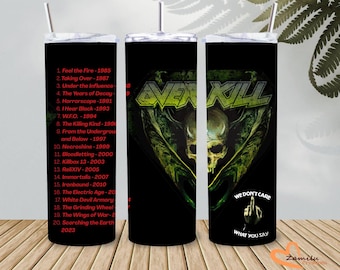Overkill Tumbler 20 oz – Rock Band Cup  – tour band Gift – Music Lover Sublimation Tumbler – Classic Rock Drinkware