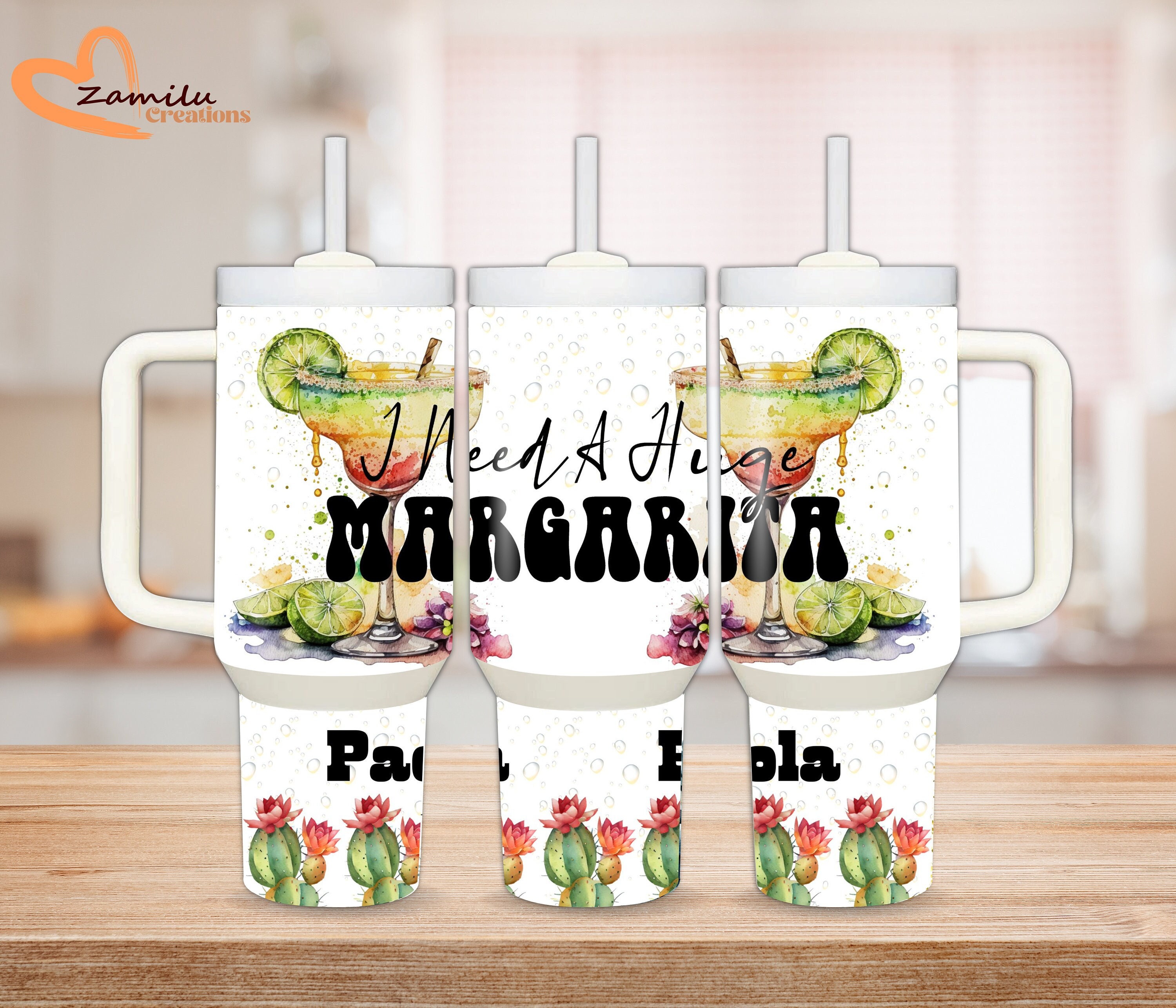 Personalized 40oz tumbler with handle , midnight margaritas, perfect gift, trending tumbler, 30 oz, margaritas glasses, margaritas por favor