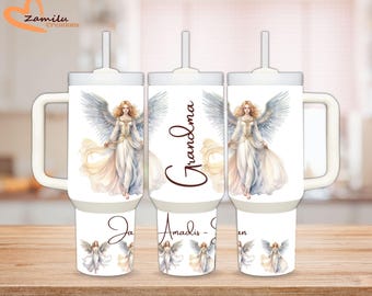 Personalized Angel Grandma Tumbler: Stainless Steel Cup (30 oz / 40 oz)