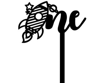 One Rocketship Cake svg, One Cake Topper svg, Rocket svg, Rocket Cake Topper svg, First birthday svg, One year svg