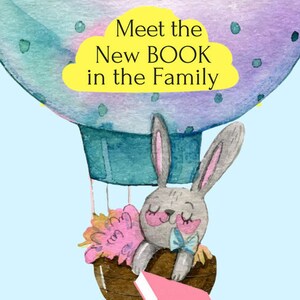 Book Birth Announcement PRINTABLE- Hot Air Balloon - for authors and publishers, new book promo, book launch, reading, book cover, joke