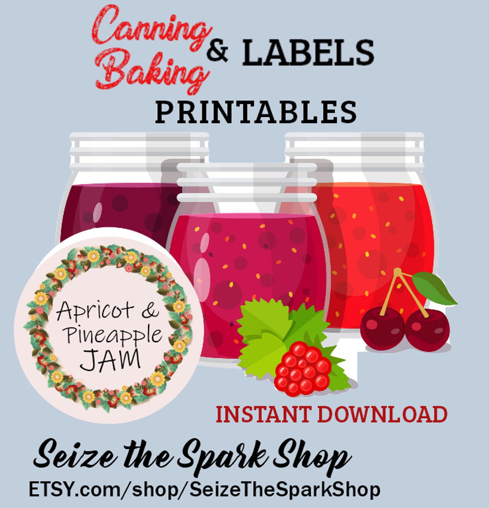 Canning and Baking Labels -PRINTABLE - PLAY &amp; FUN, Round - 12 Designs 2 ...