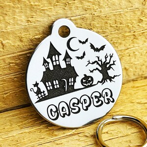Halloween Dog Tag: Personalized Stainless Steel Pet ID, Deep Engraved