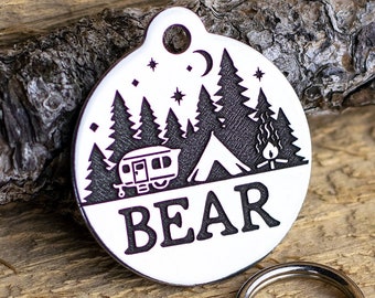 Camping Dog Tag: Personalized Stainless Steel Pet ID