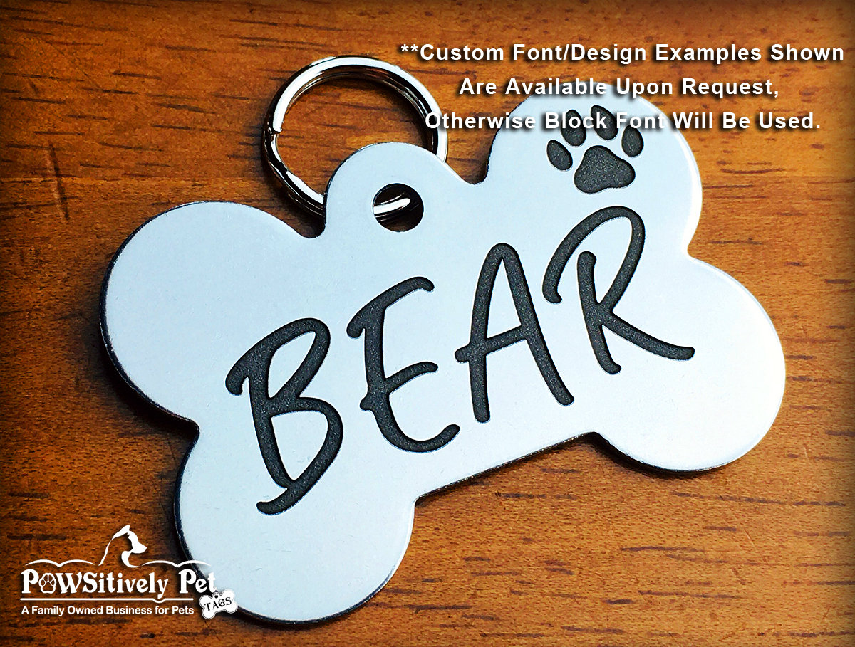 Personalised Stainless Steel Rectangle Pet ID Tag - Custom Engraved Dog Cat Name