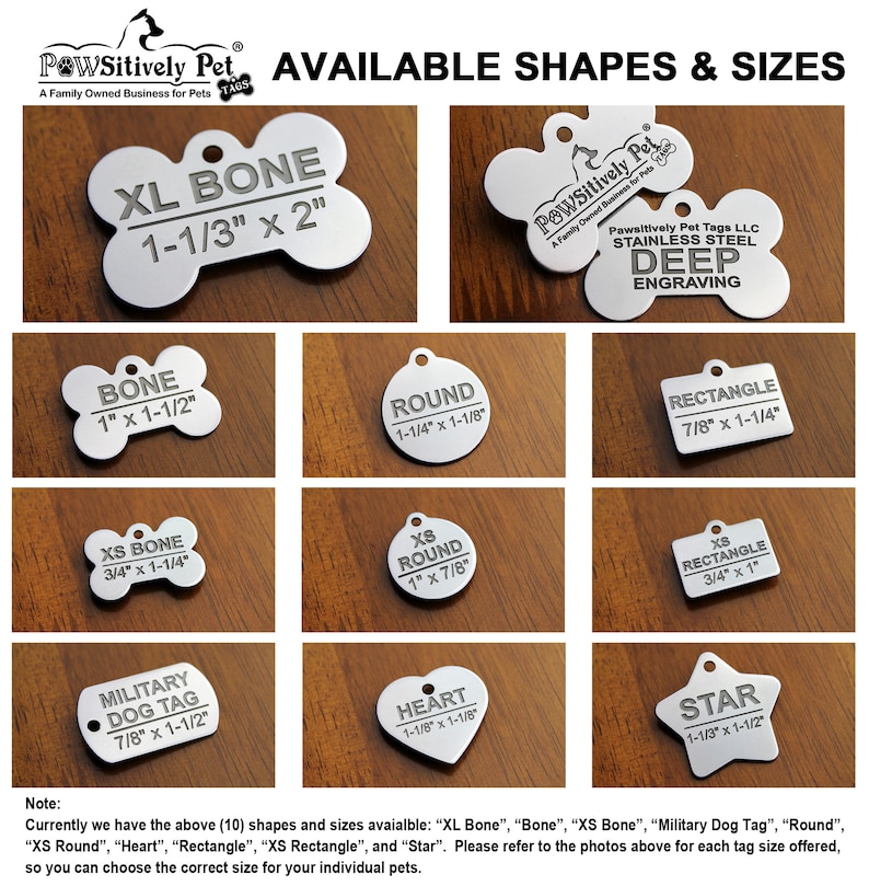 Stainless Steel Custom DEEP Engraved Pet ID Tags Personalized Etsy