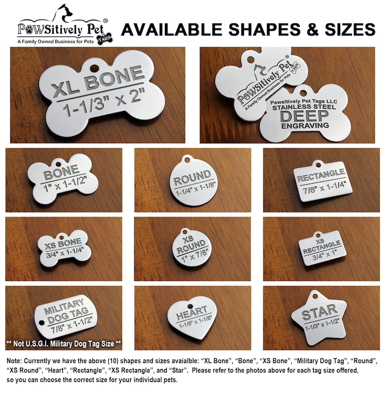 Stainless Steel Custom DEEP Engraved Pet ID Tags Personalized Front and Back Dog Tags for Dogs and Cats image 2