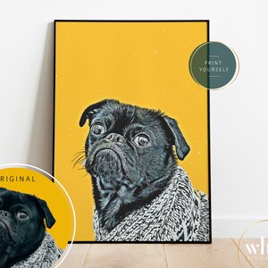 custom portrait cartoon illustration | stylized photo | cartoon illustration | cats | dogs | animals | personalized pet photo