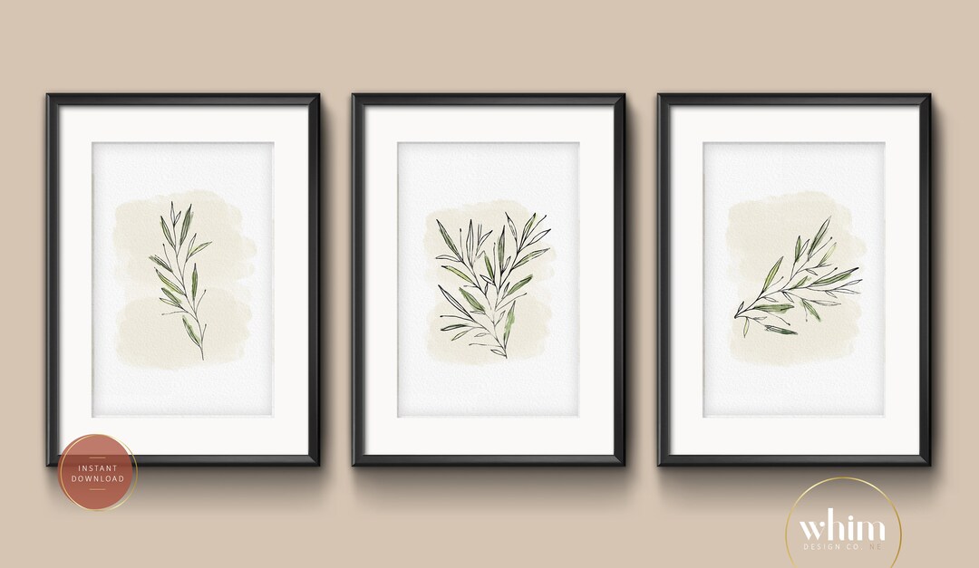 Set of 3 Wall Hangings | Botanical Print Set | Watercolor Wall Art ...