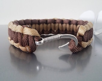 reversible Armband Paracord mit Verschluss Haken in den Farben Beige/braun