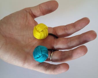 Kombo Balls Begleri en paracorde 2 boules dans les tons jaune/turquoise