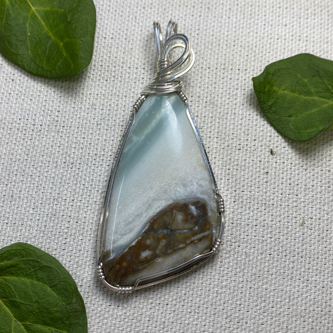 BC Ocean Picture Stone Natural Stone Sterling Silver Wire Etsy