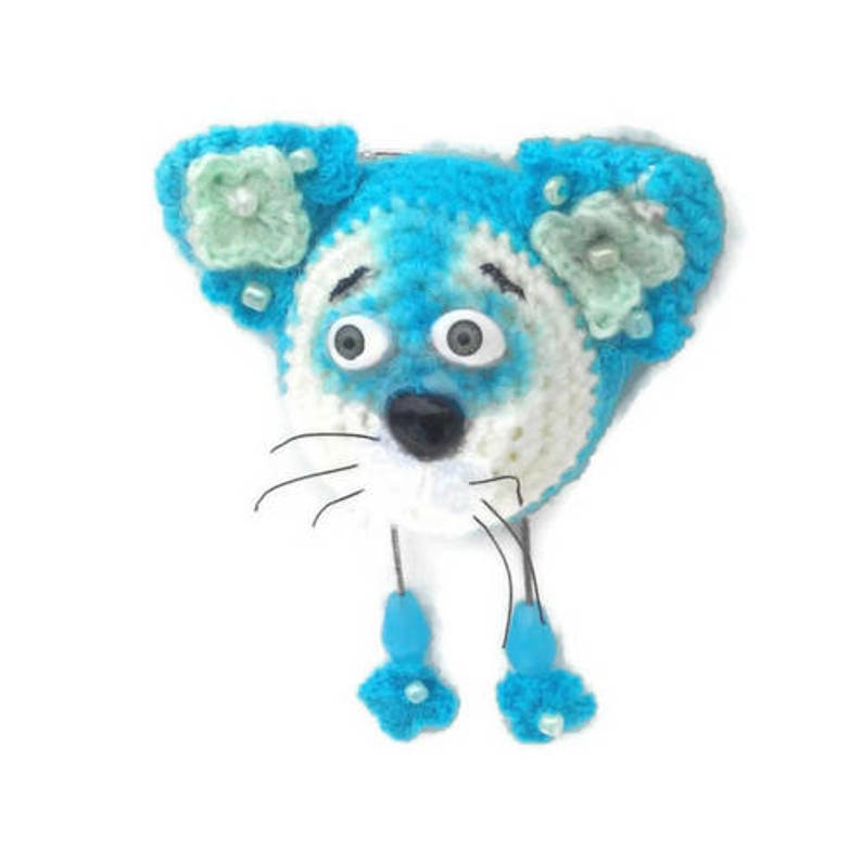 Toy Cat Brooch Cat Gift Cat teacher brooch Crochet Animal Brooches Brooches with cat Cat collar brooch Crochet Cat Cat wool brooch