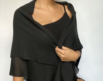 y2k black sheer formal pinstripe scarf wrap