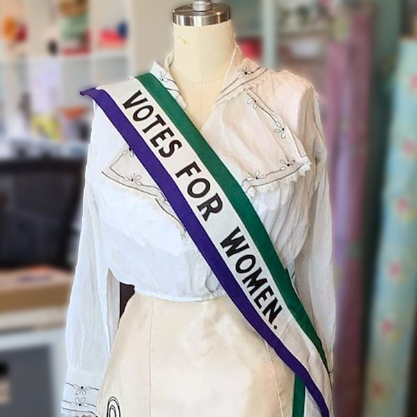 Now on Broadway in Suffs! Authentic historical suffragette sashes, meticulously handmade for costumes, protests and SASHING THE PATRIARCHY!