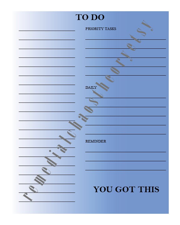 To Do List Instant Download Etsy