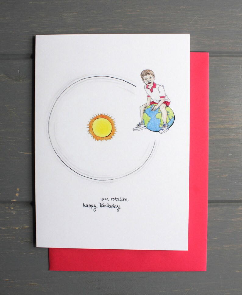 Happy Birthday Sun Rotation Day Greeting Card Of Original Etsy
