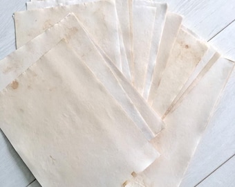 Tea dyed paper A4 50 sheets, Coffee stained vintage style paper, Grunge ephemera pack