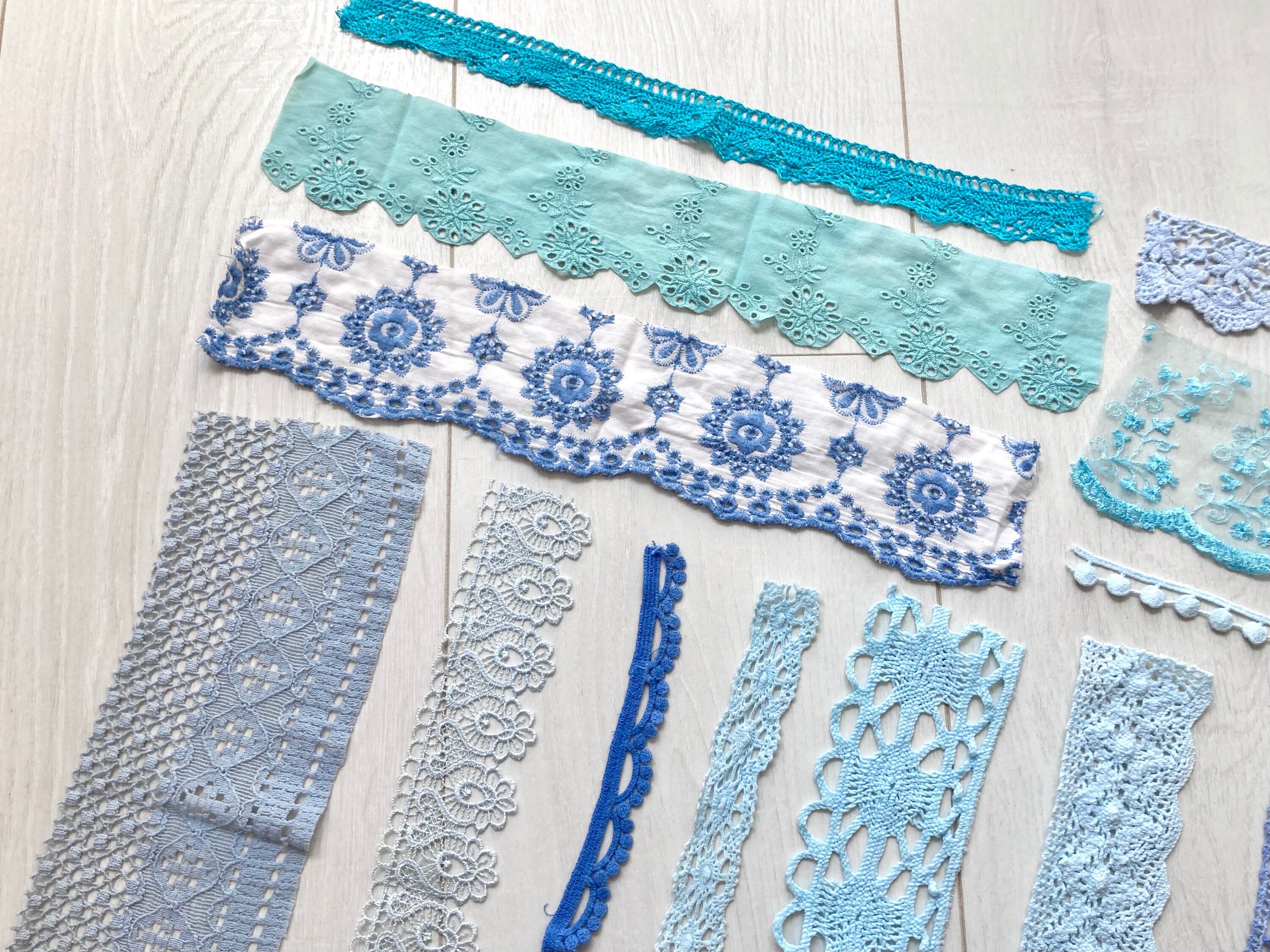 Lot of 20 Assorted Light Blue and Mint Vintage Lace Pieces, Lace for ...