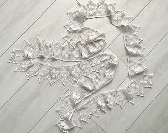 Vintage Cotton Lace Trim - Crochet Scalloped Edging for Sewing & Craft