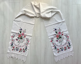 Toalla tradicional ucraniana hecha a mano, Rushnyk vintage bordado a mano, Bordado étnico de punto de cruz