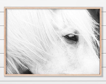 White Horse Art, Icelandic Horse, Horse Print, Black and White Horse, Printable Art