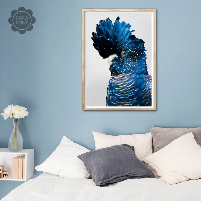 Bird Print Cockatoo Wall Art Black Cockatoo Art Australian Bird Print Large Printable Poster
