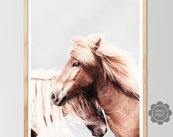 Lámina fotográfica de caballos salvajes, decoración de pared estilo boho (descarga digital)