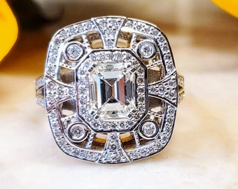 Emerald Cut Diamond Engagement Ring / Emerald Cut Diamond Statement Ring
