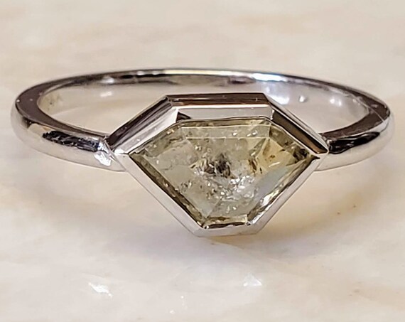 1.27 carat Gray Shield Shape Diamond Engagement Ring.
