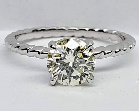 0.90 carat Diamond Twisted Rope Solitaire Engagement Ring In White Gold