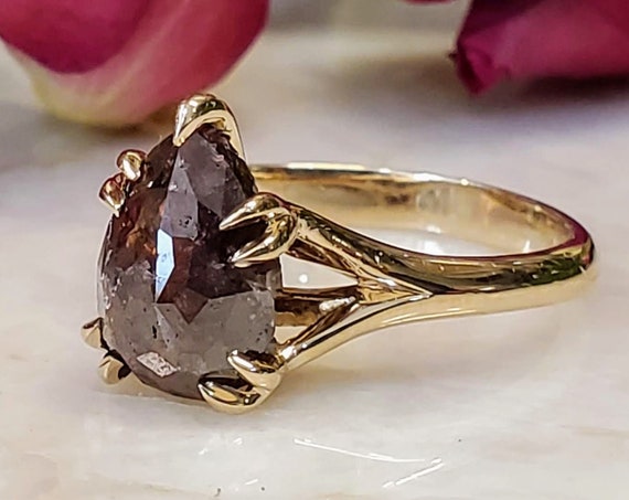 2.18 carat Brown Diamond Yellow Gold Engagement Ring