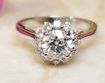 0.98ct Natural Diamond White Gold Engagement Ring.