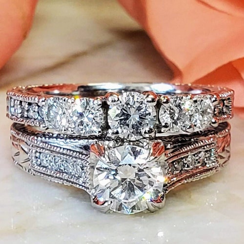 Vintage Engagement and Wedding Ring Set. Etsy