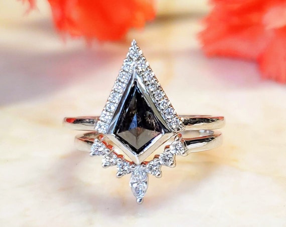 Salt and Pepper Kite Diamond Engagement Ring.