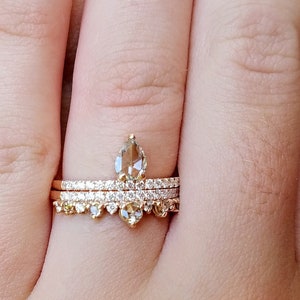 Diamond engagement ring, Stackable diamond ring, Pear shape diamond ring, Asymmetric ring, Non traditional engagement ring, Vintage ring.