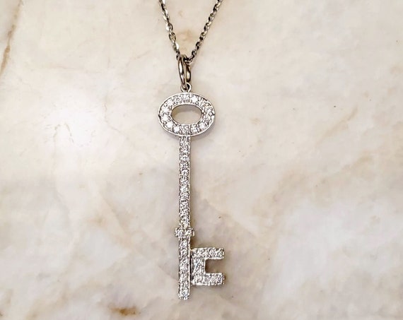 White Gold Diamond Key Pendant
