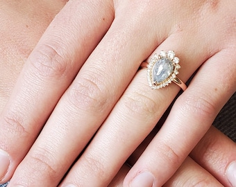 2 Carat Gray Diamond Rose Gold Engagement Ring.